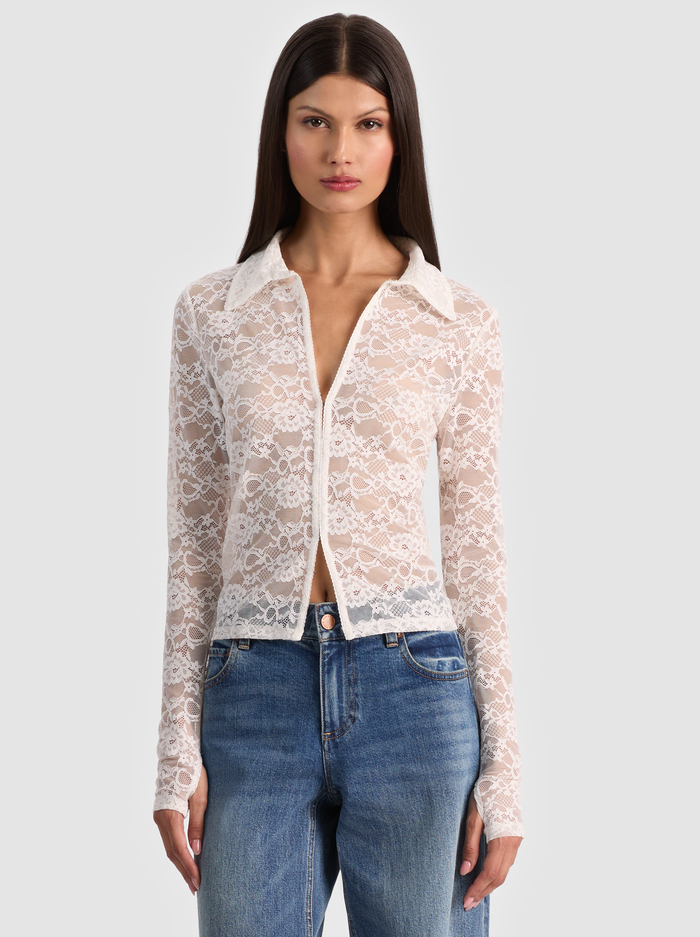 KARA LACE BUTTON DOWN - OFF WHITE - ALICE + OLIVIA