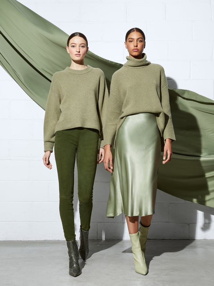 MAEVE ASYMMETRICAL SLIP SKIRT - SAGE image 6 - ALICE + OLIVIA