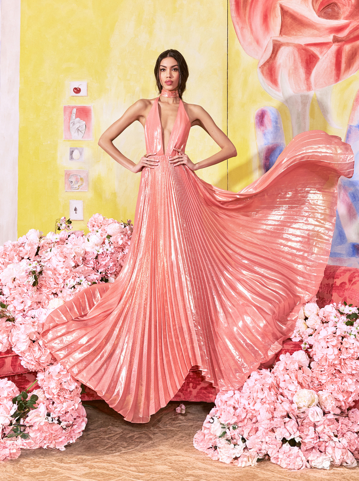 ADALYN HALTER MAXI DRESS - DUSTY ROSE image 7 - Alice And Olivia