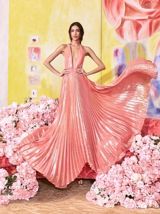 DUSTY ROSE-ADALYN HALTER MAXI DRESS