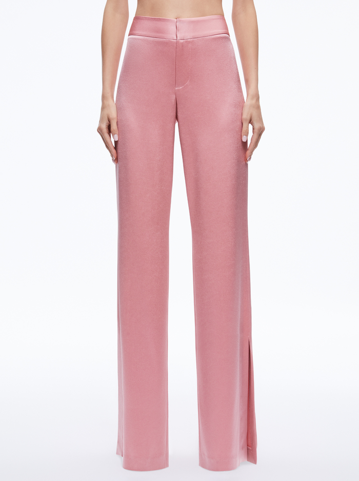JC WIDE LEG SIDE SLIT PANT - ROSE - Alice And Olivia