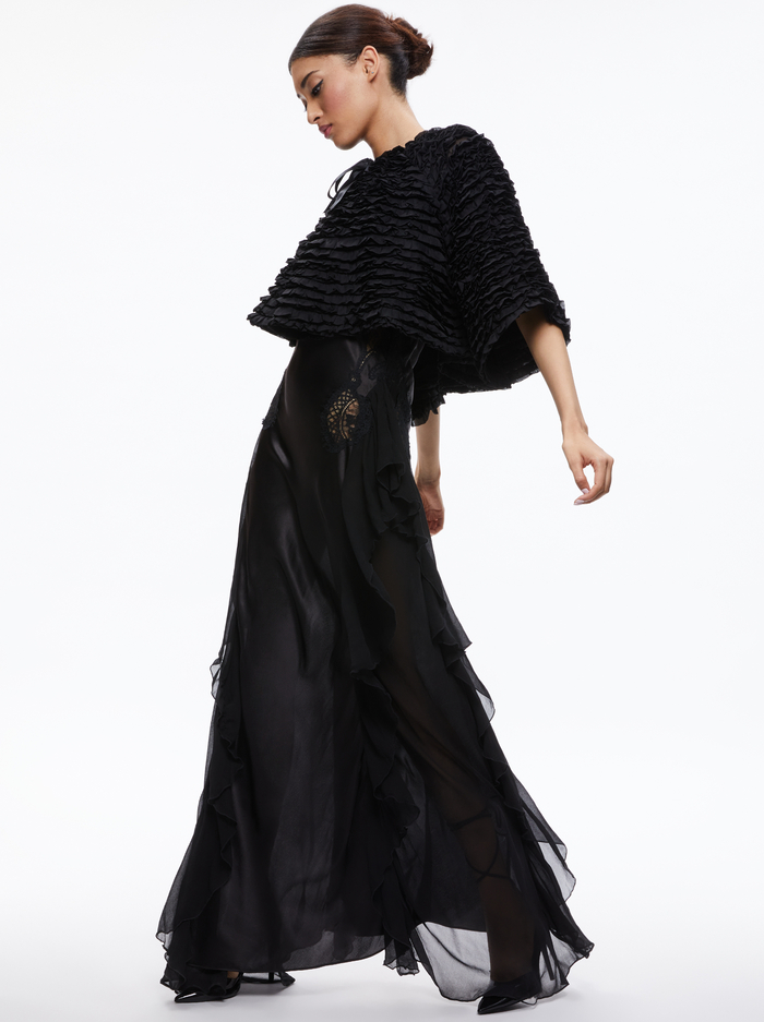 LOREE RUFFLE TIE FRONT CROPPED JACKET - BLACK image 4 - Alice And Olivia