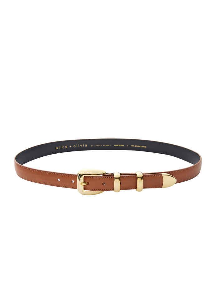 HAYDEN BUCKLE BELT - CAMEL/GOLD image 3 - Alice And Olivia
