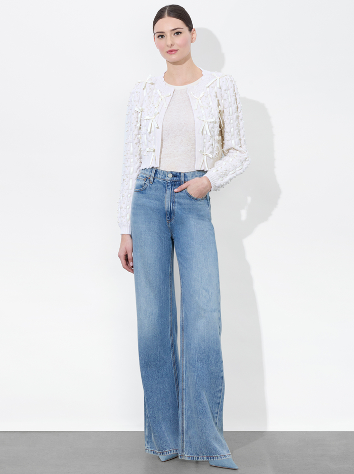 KITTY BOW CARDIGAN - SOFT WHITE image 5 - Alice And Olivia