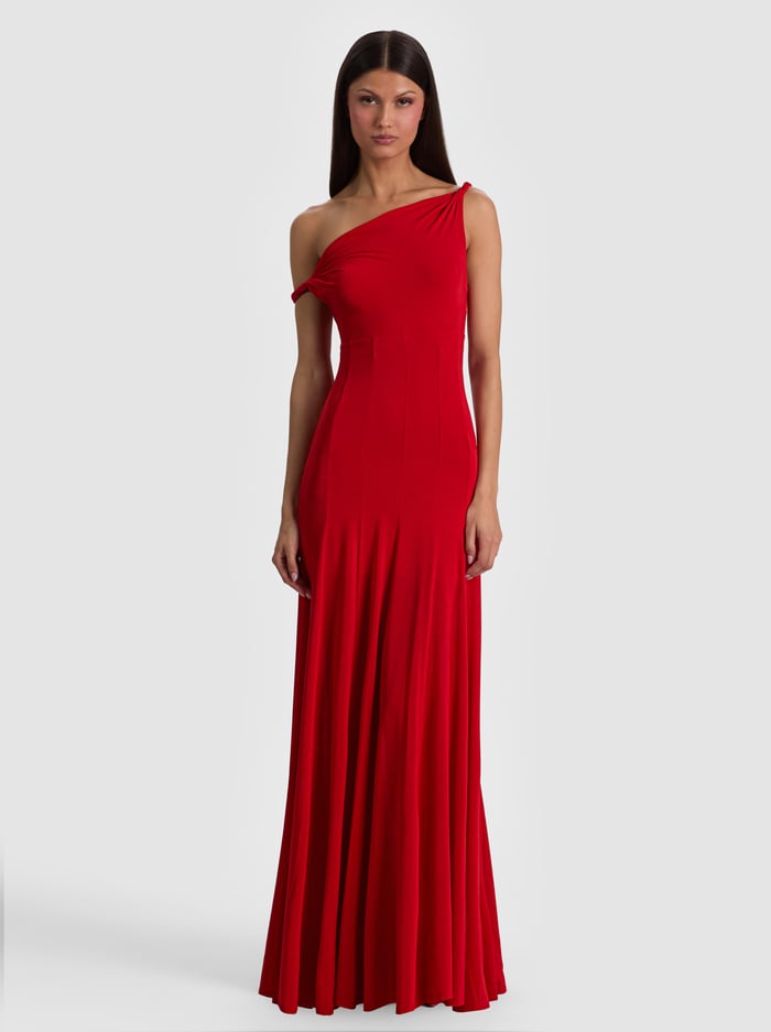 NOELIA TWIST STRAP MAXI DRESS - CHILI PEPPER - ALICE + OLIVIA