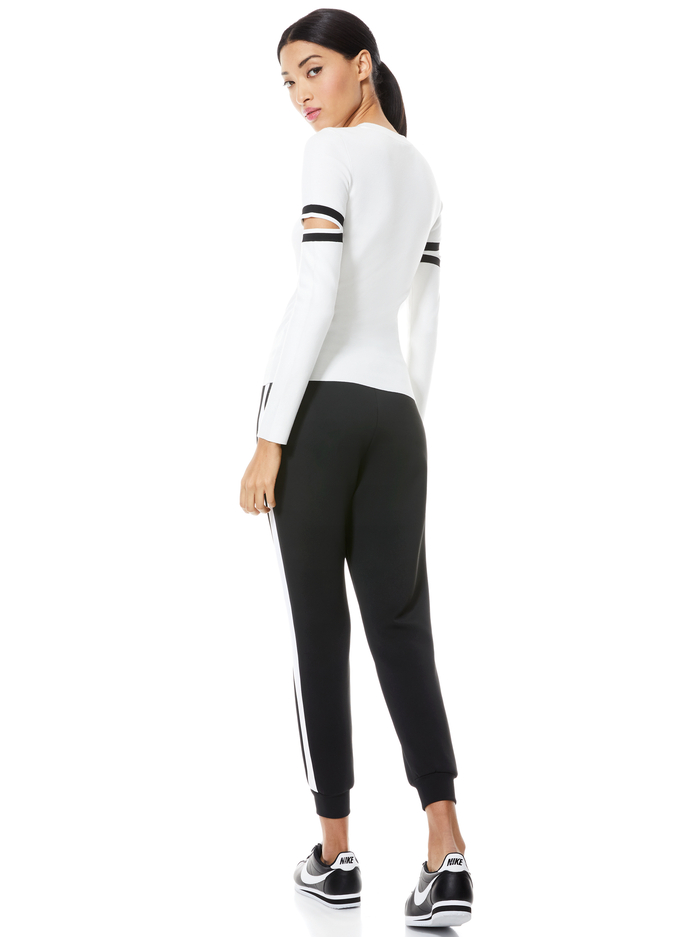 JAZI CUT OUT SLEEVE PULLOVER - SOFT WHITE/BLACK image 1 - ALICE + OLIVIA