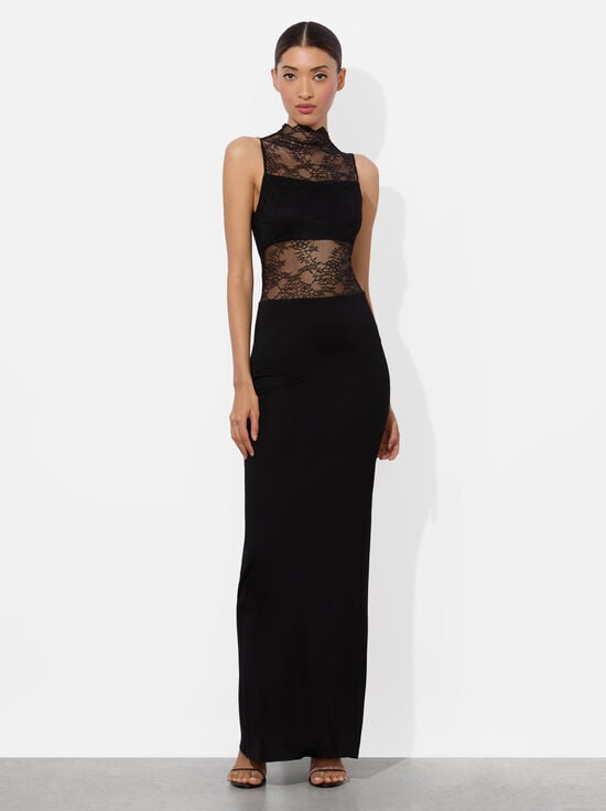 BLACK-NICHOL LACE MAXI DRESS