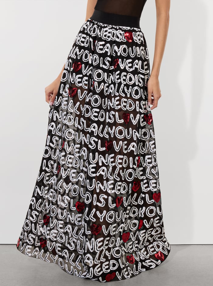 A+O X THE BEATLES LEVON SEQUIN BALLGOWN SKIRT - ALL YOU NEED IS LOVE image 1 - Alice And Olivia