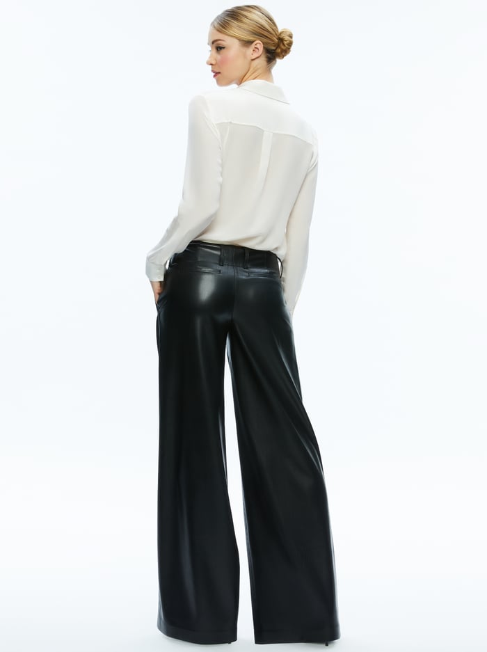 ANDERS VEGAN LEATHER LOW RISE PANT - BLACK image 1 - Alice And Olivia