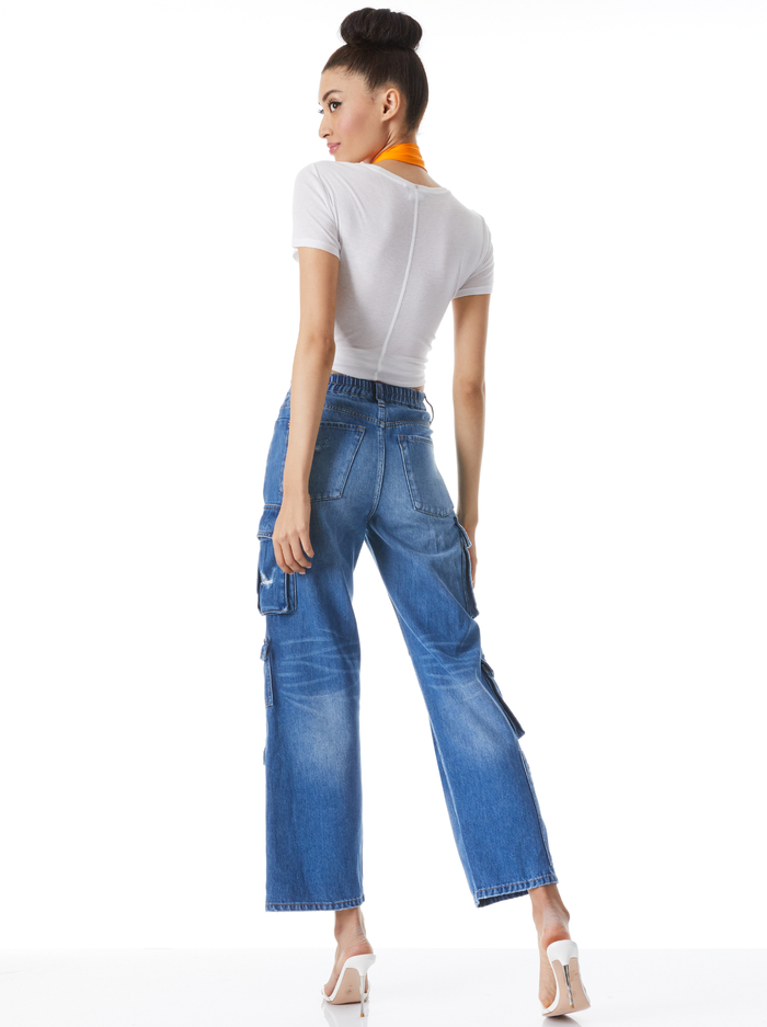 LUIS DENIM CARGO PANT - PASADENA BLUE image 1 - Alice And Olivia