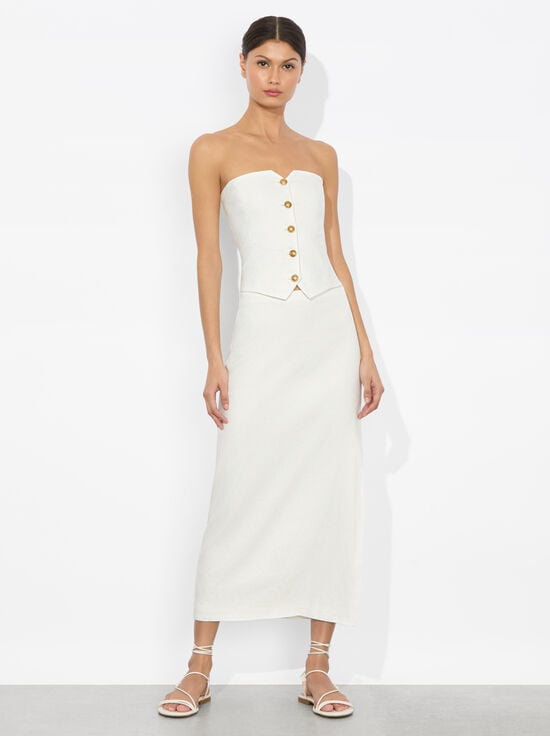 OFF WHITE-KELCEY STRAPLESS LINEN VEST