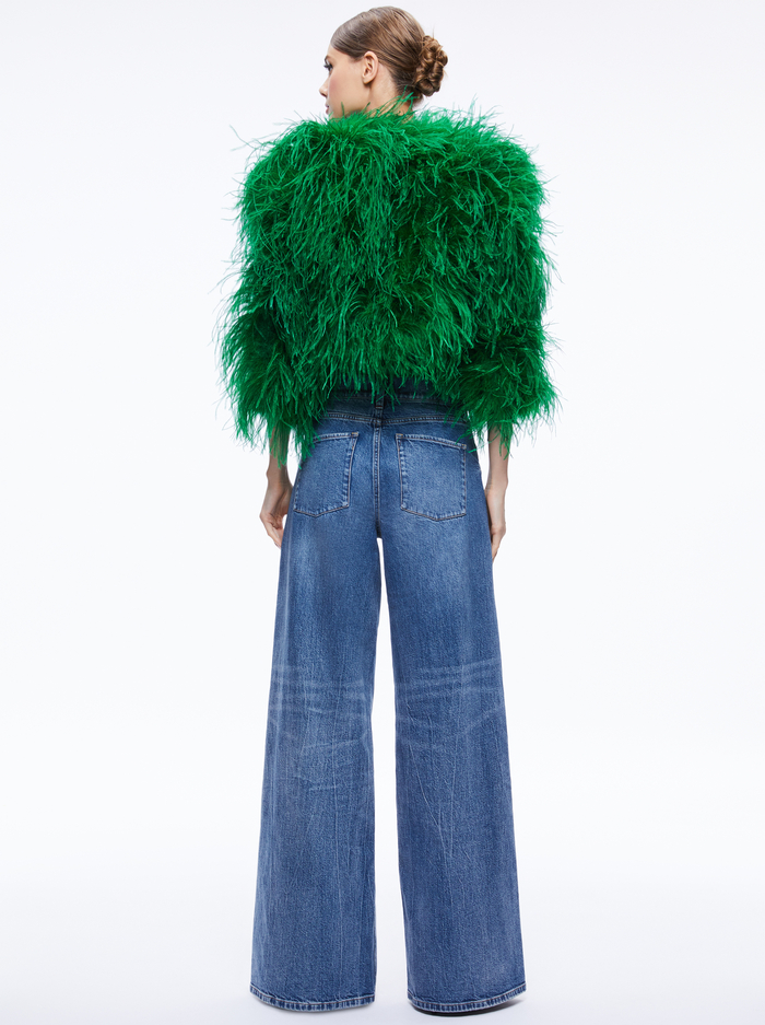 KIDMAN FEATHERED JACKET - EMERALD image 1 - Alice And Olivia