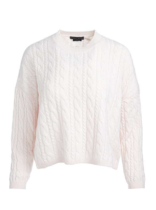 ECRU-CECILIE CASHMERE CABLEKNIT PULLOVER