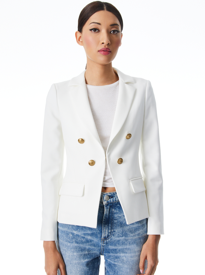 MYA NOTCH COLLAR FITTED BLAZER - OFF WHITE - Alice And Olivia