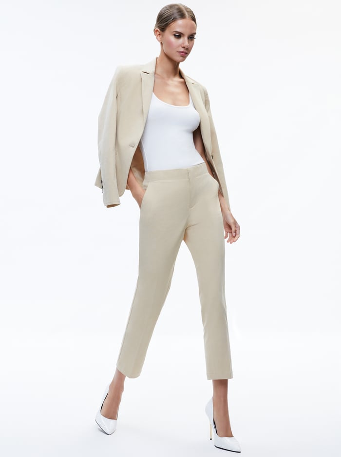 NICKY CHINO WAISTBAND SLIM ANKLE PANT - LATTE image 2 - Alice And Olivia