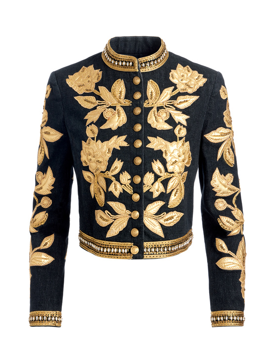 MAYA CHARCOAL BLACK/GOLD-EMERSON DENIM MILITARY JACKET
