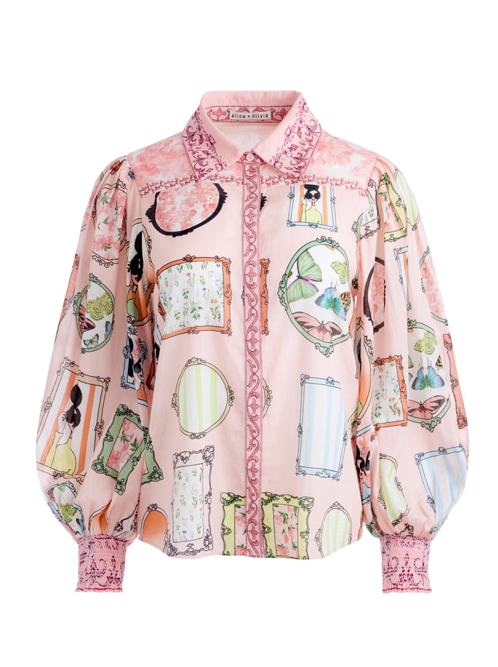 TIFFIE STACEFACE DRAMA SLEEVE BLOUSE - MIRROR MIRROR STACE image 5 - Alice And Olivia