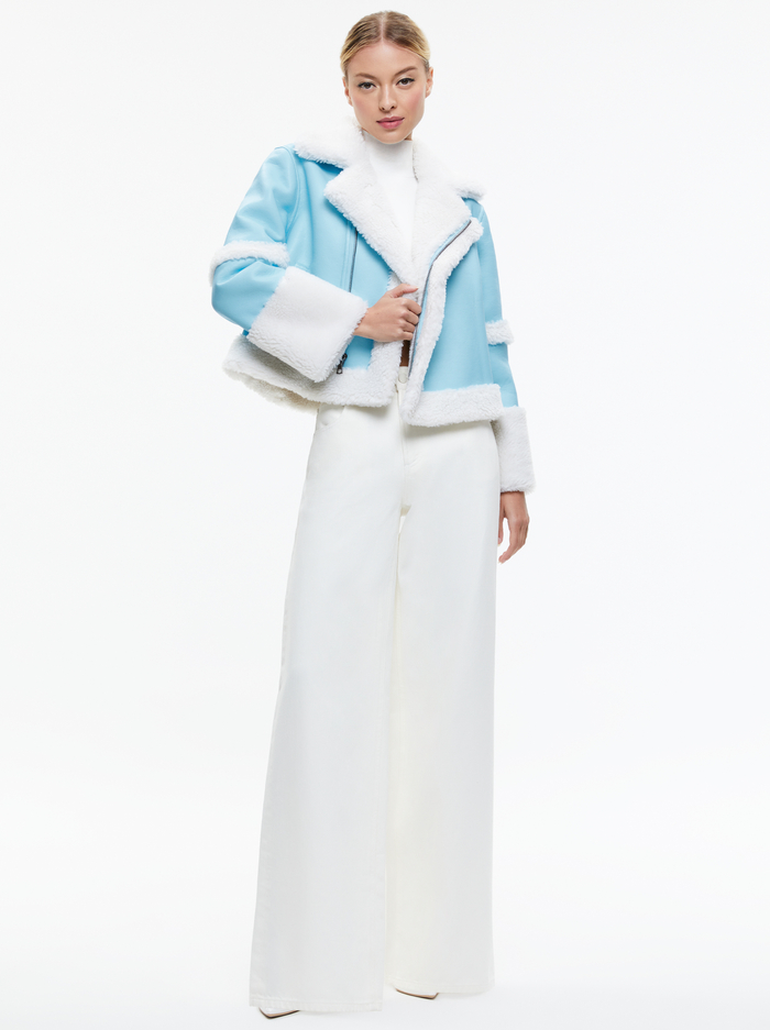 TENY VEGAN LEATHER CROPPED COAT - ICE/OFF WHITE image 4 - Alice And Olivia