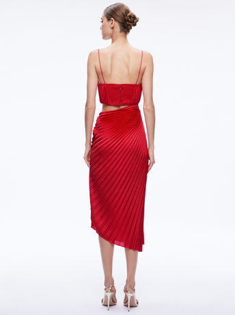 FAYETH CUT OUT ASYMMETRICAL HEM MIDI DRESS