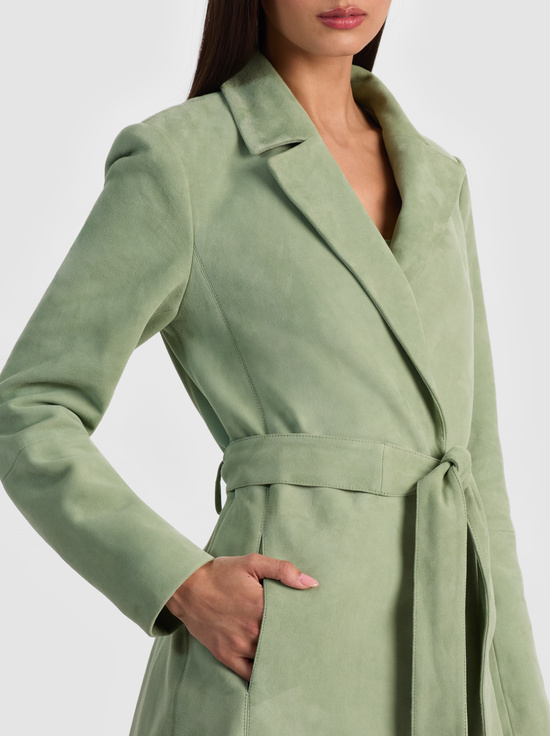 SAGE-KARLEY SUEDE WRAP COAT