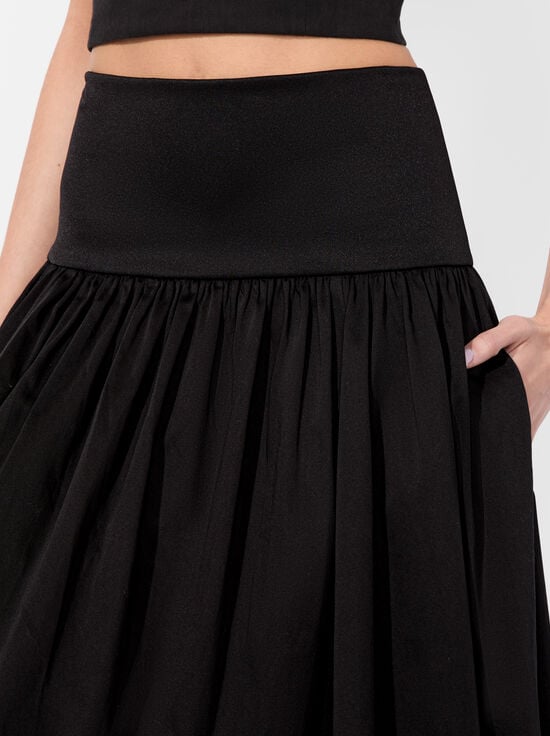BLACK-ORIANA DROP WAIST MIDI SKIRT