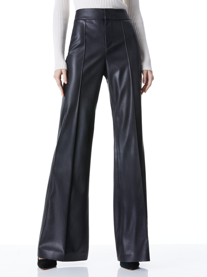 DYLAN VEGAN LEATHER WIDE LEG PANT - BLACK - Alice And Olivia