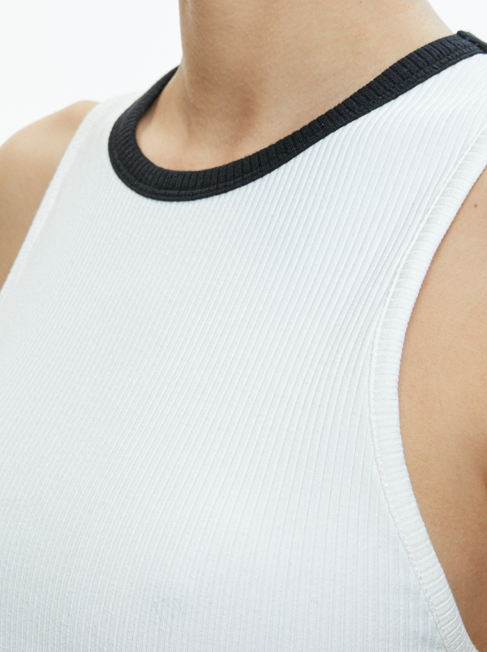 ANDRE FITTED CROPPED TANK - OFF WHITE/BLACK image 3 - Alice And Olivia