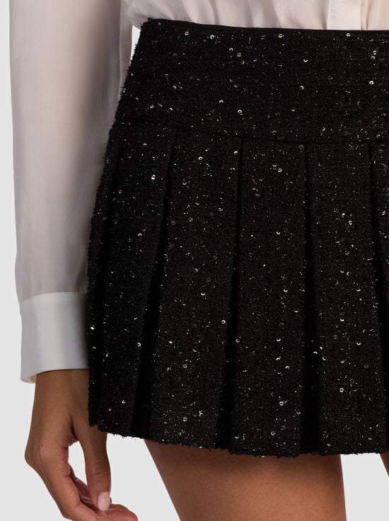 BLACK-EMILIE EMBELLISHED TWEED MINI SKORT