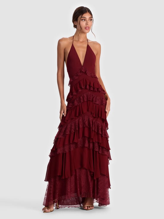 OXBLOOD-LIANA MAXI DRESS