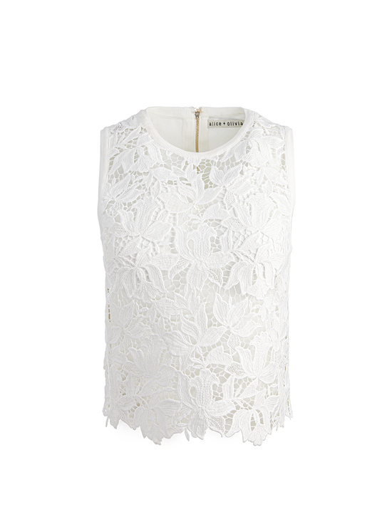 OFF WHITE-DANIELLE LACE FRONT TANK
