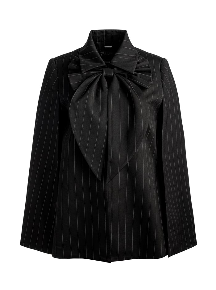PHILIPPA BOW CAPE - BLACK/OFF WHITE image 5 - Alice And Olivia