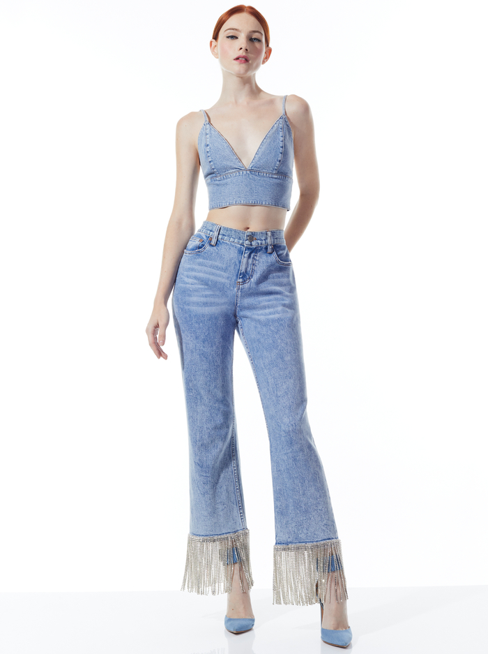 CARLI DENIM BRA TOP - ROCKSTAR BLUE image 2 - Alice And Olivia