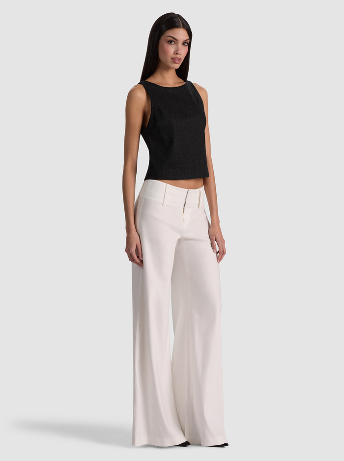 YVETTE LINEN BOAT NECK TANK - BLACK image 4 - ALICE + OLIVIA