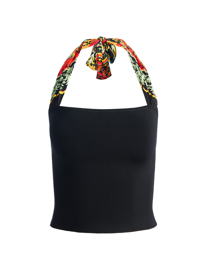 LEE WOVEN STRAP HALTER TOP - BLACK MULTI image 5 - Alice And Olivia