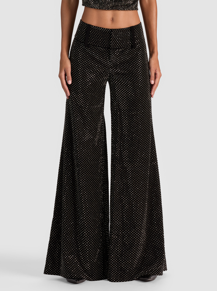 OLIVIA EMBELLISHED WIDE LEG PANT - BLACK - Alice And Olivia