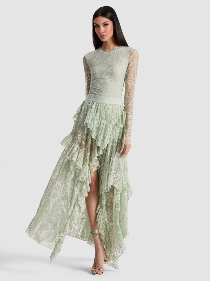 KARYS MIXED MEDIA SKIRT - GREEN TEA image 1 - Alice And Olivia