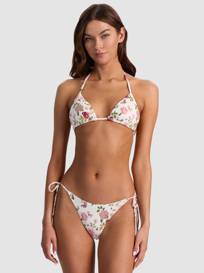 A+O X PQ SWIM EMBROIDERED TRIANGLE BIKINI TOP - GARDEN GOSSIP OFF WHITE image 1 - ALICE + OLIVIA