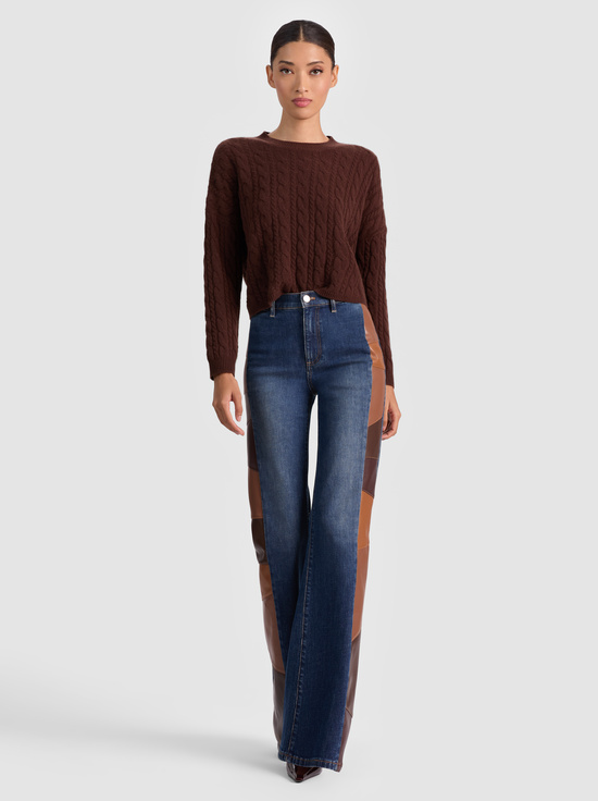 DARK CHOCOLATE-CECILIE CASHMERE CABLEKNIT PULLOVER