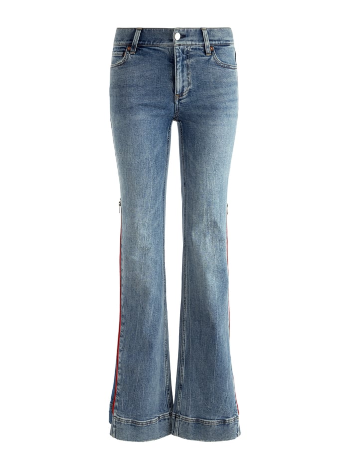 REY SIDE ZIPPER WIDE LEG JEAN - SADIE LT VINT BLUE/BRT RUBY image 5 - Alice And Olivia