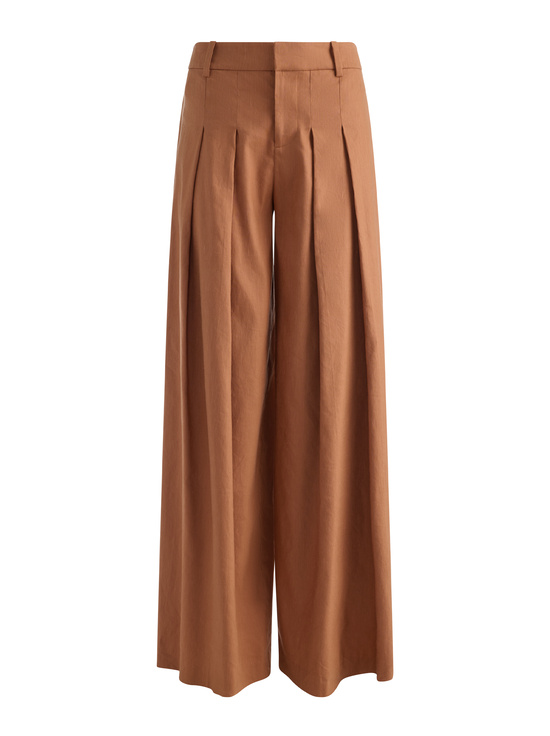 TAN-BLAIRE PLEATED LINEN PANT