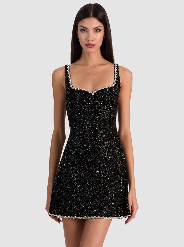 EVE EMBELLISHED MINI DRESS - BLACK image 3 - Alice And Olivia