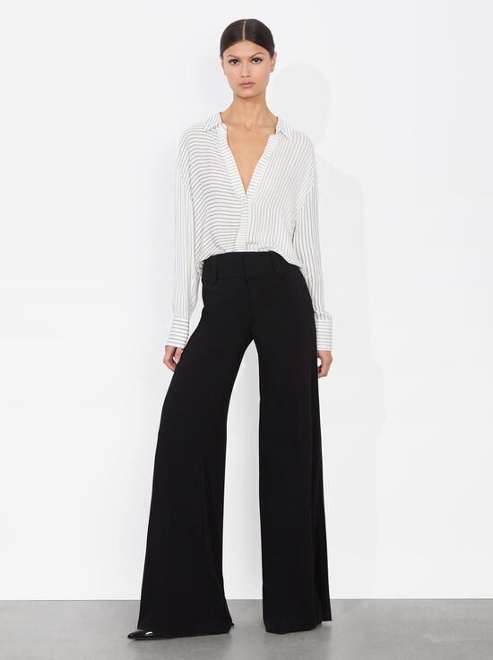 PINSTRIPE OFF WHITE/BLACK-DIMITRA OVERSIZED BUTTON DOWN