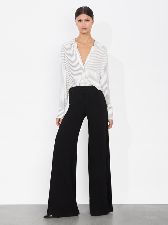 PINSTRIPE OFF WHITE/BLACK-DIMITRA OVERSIZED BUTTON DOWN