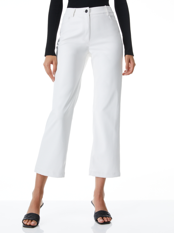 MARSHALL HIGH RISE VEGAN LEATHER BELL PANT - OFF WHITE - Alice And Olivia