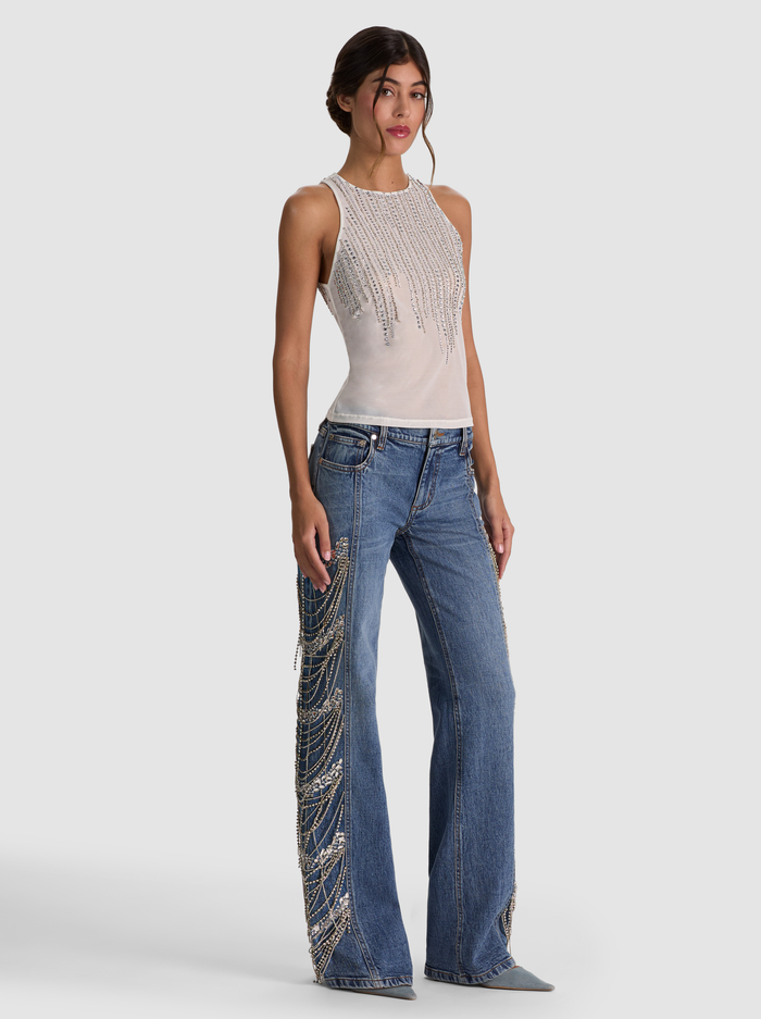 PANIA EMBELLISHED TANK - OFF WHITE/CLEAR CRYSTAL image 4 - ALICE + OLIVIA