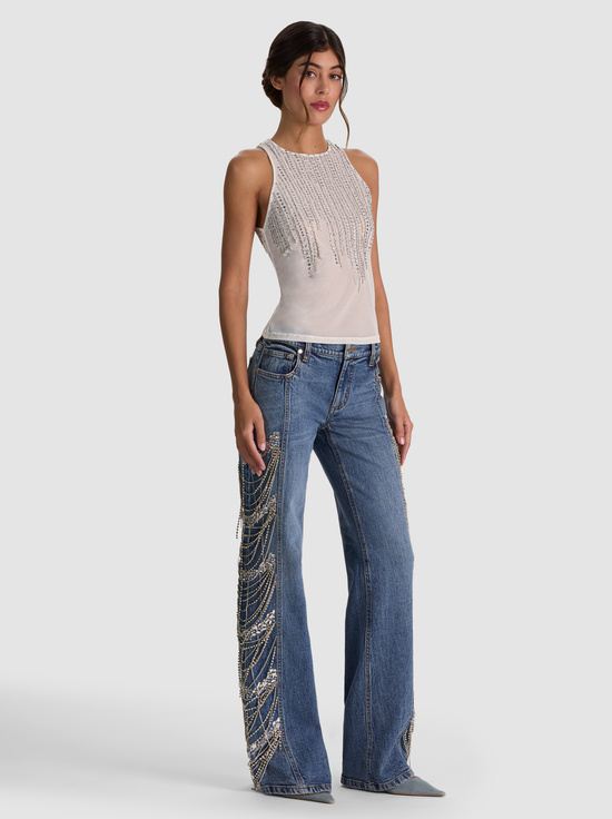 OFF WHITE/CLEAR CRYSTAL-PANIA EMBELLISHED TANK