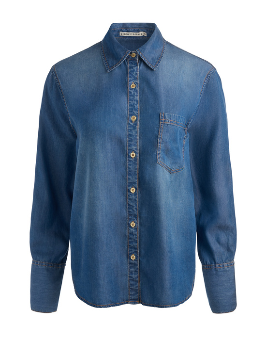 FLORENCE VINTAGE BLUE-FINELY OVERSIZED DENIM BUTTON DOWN
