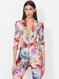 BREANN FITTED LONG BLAZER - STORM FLORAL SM