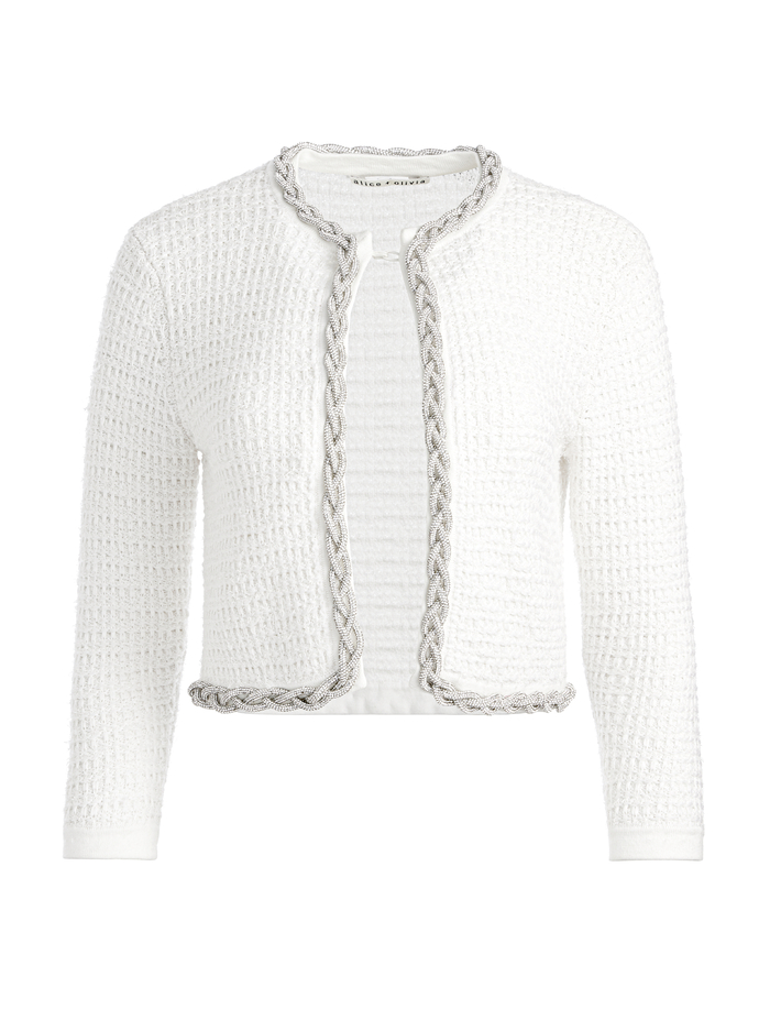 AKIRA EMBELLISHED CARDIGAN - SOFT WHITE image 5 - Alice And Olivia