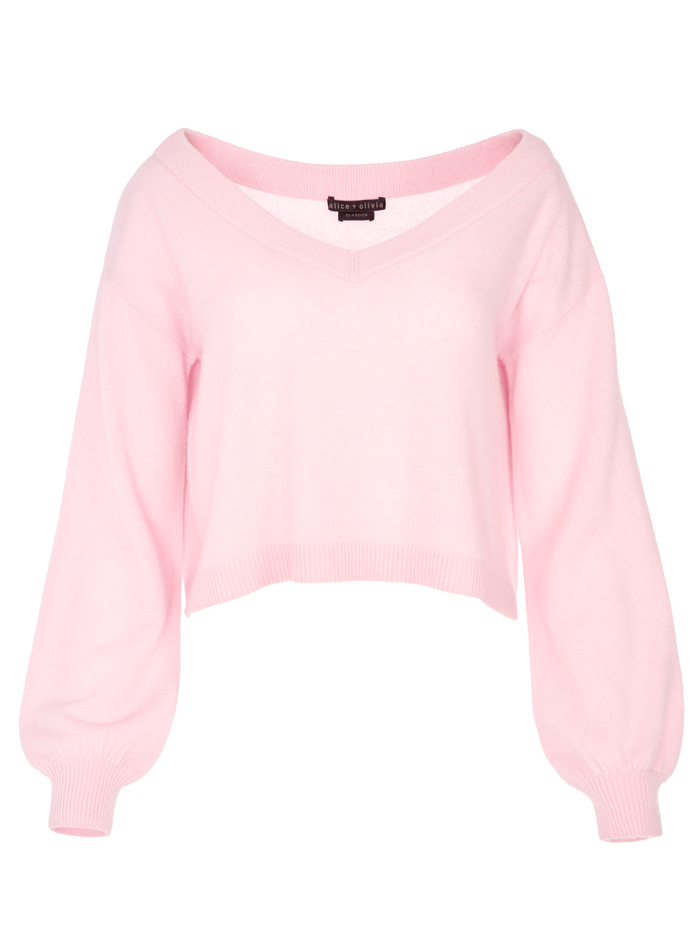 ANSLEY V-NECK BLOUSON SLEEVE SWEATER - BLUSH image 5 - Alice And Olivia